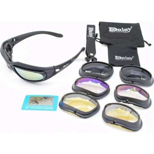 4 Lens Army Tactical Glasses UV 400 Protection Hiking Fishing Sunglasses with Myopia Frame Military Airsoft Shooting Goggles