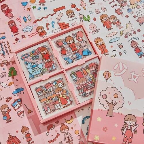 4packs/LOT diverse girl series stationery sticker Creative decoration DIY PVC sticker