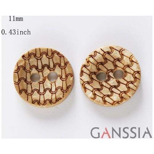 50pcs/lot Size:11mm Coconut Buttons 2 Holes Flowers Pattern Bulk Button for Craft Apparel Accessories(ss-2117)