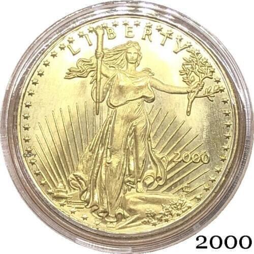 United States Of America Eagle Gold BUllion Brass Metal coins $25 Half Ounce 25 Dollars 2000 Liberty In God We Trust Copy Coin