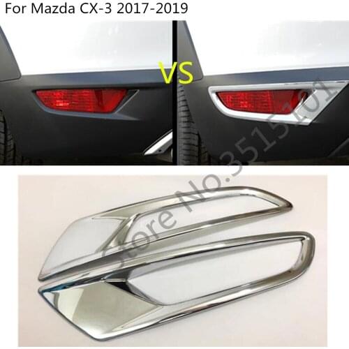 Car Rear Back Fog Light Lamp Detector Frame Stick ABS Chrome Cover Trim Accessories 2pcs For Mazda CX-3 CX3 2017 2018 2019 2020