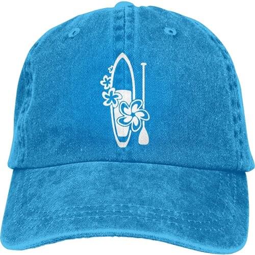 Mens Baseball Cap Washed Cotton Flowers Paddle Surf Board Unisex Adjustable Baseball Caps Denim Hats Cowboy Sport Outdoor
