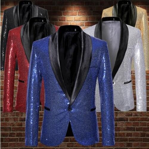 Sequins blazer men groom suit Glossy jackets mens wedding suits costume singer star style dance stage clothing formal dress b491