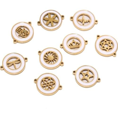5pcs Stainless Steel 1.5mm Star Pendant Connectors Gold Enamel Links Charms Beads for Jewelry Necklace Bracelet Making