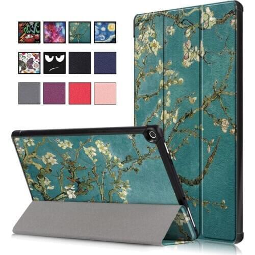 For Amazon New Fire HD10 2019 Business Painted Print Slim Magnetic Folding PU Leather Flip Sleep Smart Cover Case for HD 10 2019