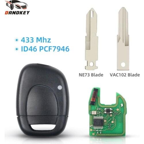 Dandkey 10pcs Remote Key For Renault Master Kangoo Clio Twingo Car Alarm Fob 433MHz ID46 PCF7946 Chip Uncut NE73 VAC102 Blade