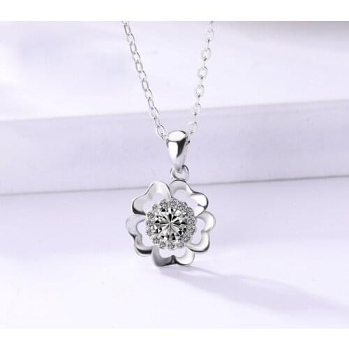 European and American cross border jewelry micro inlaid Flower Pendant S925 silver temperament Necklace womens fashion