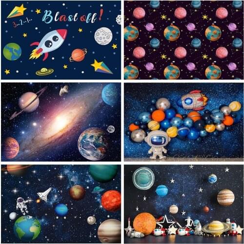 Planet Travel Astronaut Backdrop Photographic Studio Photo Background Newborn Baby Birthday Party Backdrop Decorations Prop