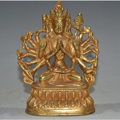 China archaize brass thousand hand Guanyin crafts statue