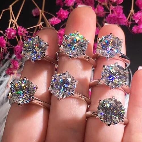 10K White Gold Ring Women Wedding Anniversary Engagement Party Ring Round Moissanite Diamond Elegant Romantic Trendy Classic