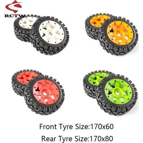 Front or Rear All Terrain Wheel Tire Assembly Kits with Nylon Wheel Hub for 1/5 HPI BAJA 5B Rofun Rovan KM RC CAR TOYS PARTS