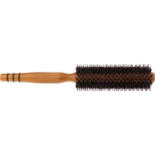 Round Wooden Barrel Anti-static Hairbrush for Blow Drying, Hair Styling, Curling & Straightening