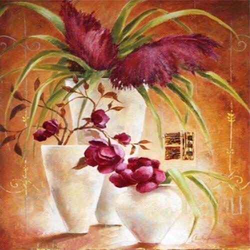 Square mosaic diamond embroidery Flowers diamond painting Vase painting combination handcraft bead embroidery full rhinestones