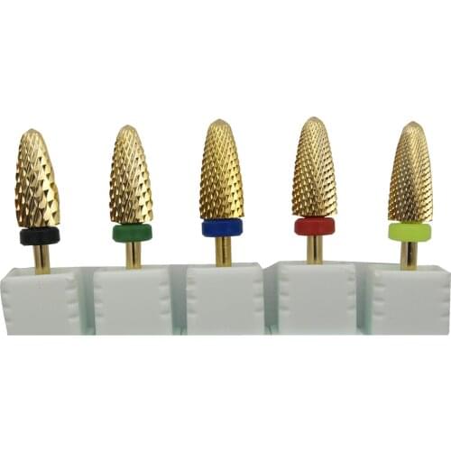 Easy Nail 1pcs Gold Coated Safety Cutter Carbide Nail Art Drill Bit For Electric Manicure Machine Accessories Tools