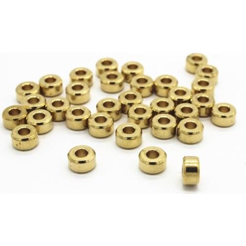 100 PCS 7mm*4mm Metal Brass Round Flat Beads Spacer Beads 3mm Hole Beads For Jewelry Making