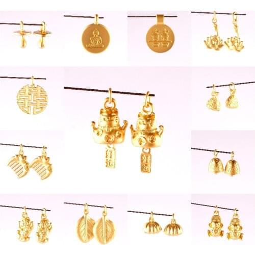 5Pcs/lot Metal Gold Color Lucky Cat Lotus Flowers Charms Finding Wallet And Animal Pendant For Necklaces Jewelry Accessories