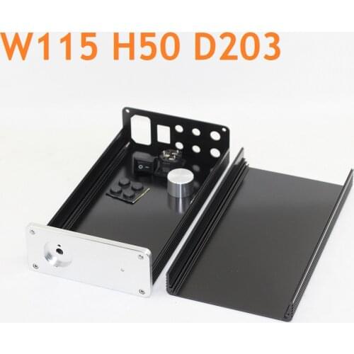 Mini Size Power Amplifier Housing DIY Aluminum Preamp Chassis Headphone AMP Home Audio Case W116 H50 D208