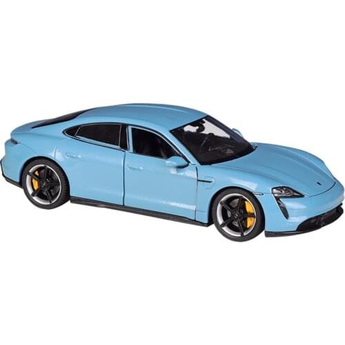 WELLY 1:24 Porsche Taycan Turbo S sports car black simulation alloy car model crafts decoration collection toy tool gift