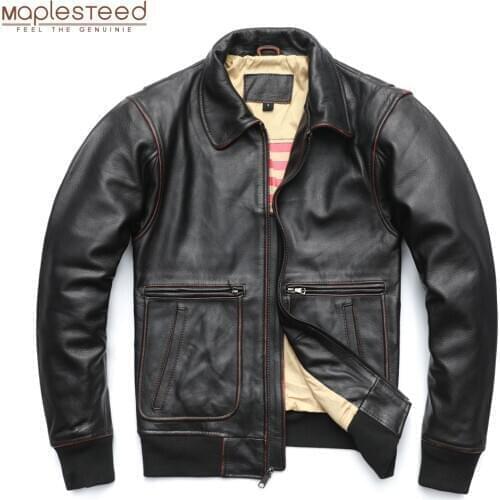 Vintage Edged Flight A2 Men Leather Jacket 100% Cowhide Jacket Men Pilot Bomber Leather Coat Male Leather Clothing Winter M235