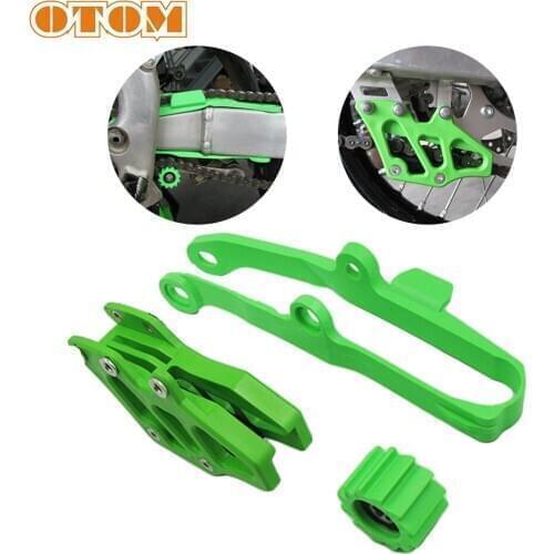OTOM Motorcycle Chain Slider Plastic Guard Guide Flat Fork Glue Sprocket Set For KAWASAKI KX250F KX450F Motocross Accessories