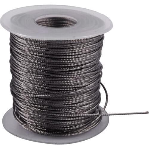 Hoisting Lifting 7x7 1mm Dia Stainless Steel Flexible Wire Rope 177Ft