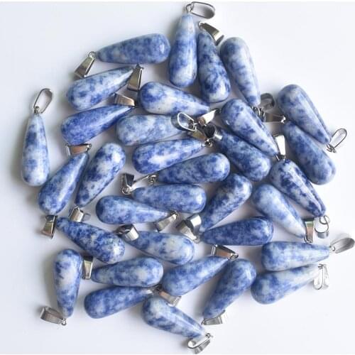Wholesale 30pcs/lot fashion natural Sodalite stone long drop shape charms pendants for jewelry accessories making free shipping