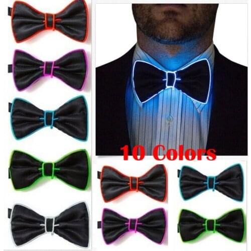 LED Light Up Mens Bow Tie Necktie Luminous Flashing For Dance Party Christmas Evening Party Decoration