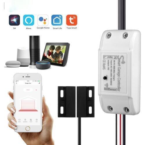WiFi SMART garage door controller opener smart life/Tuya App remote compatible with alexa echo google home no hub require