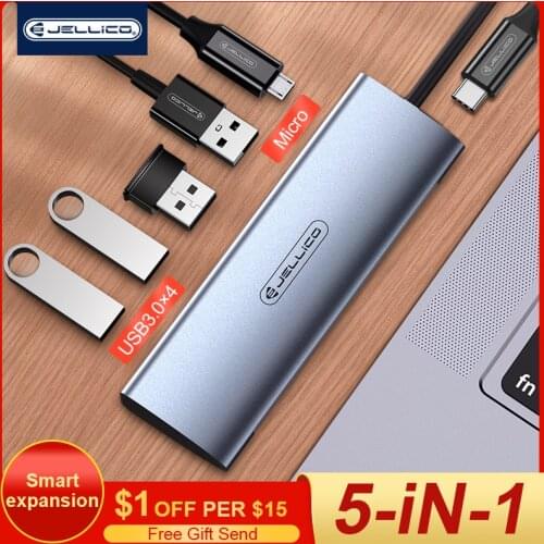 Jellico USB Type C HUB USB C to HDMI-compatible RJ45 SD Reader PD 100W Charger USB 3.0 HUB For MacBook Pro Dock Station Splitter