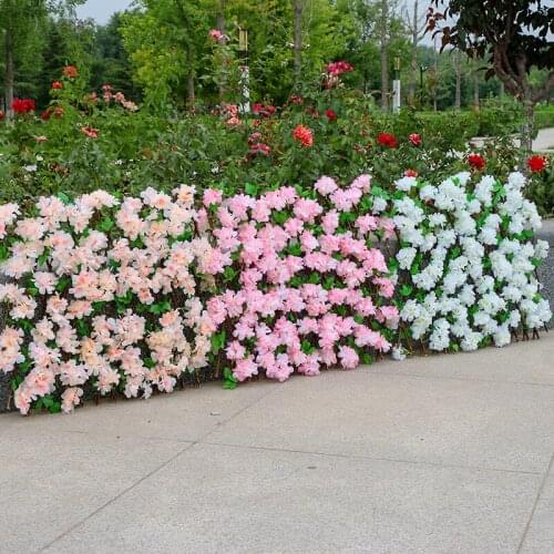 Cherry Blossom Wooden Fence Artificial Flowers Plants Leaf Telescopic Outdoor Garden Wedding Restaurant Backyard Home Decoration