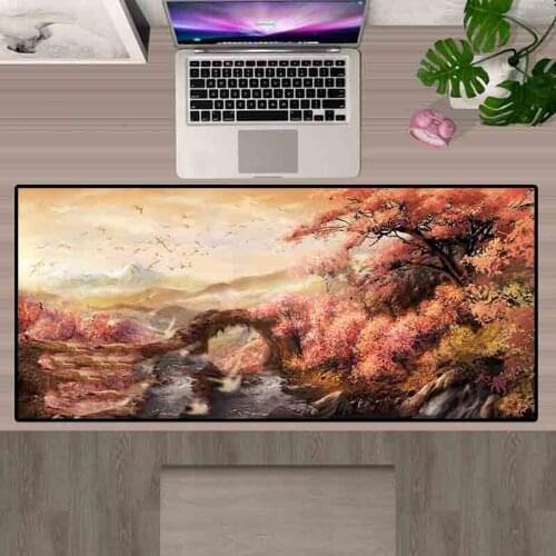 XGZ Flower Landscape Large Mouse Pad Rubber Anti-skid Game Player Computer Pad with Lock Edge Carpet Keyboard Table Mat Mause
