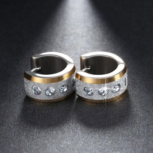 Yobest 2019 New Classic Brand Jewelry Gold Color 316L Stainless Steel Zircon Crystal Stud Earrings for Women