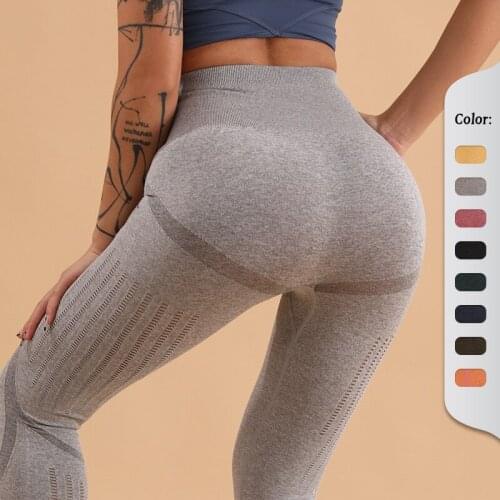 Women Leggings High-waisted Hollow Out Breathable Yoga Pants Push Up Slim Bubble Butt Solid Tights Fitness Sport Womens Legging