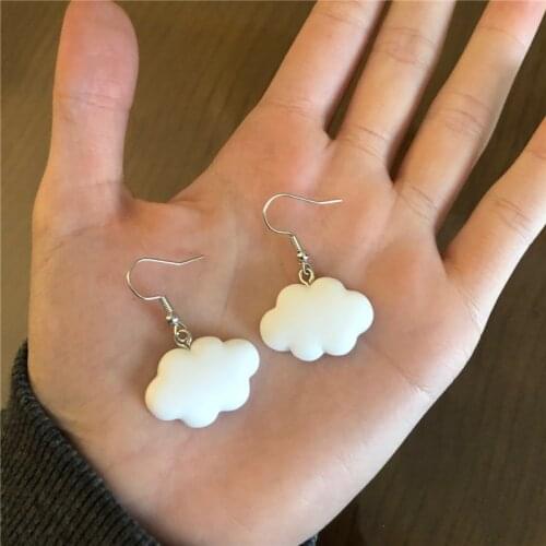 Cartoon Lovely Cloud Drop Earrings For Women Simple Design Sweet Cute White Clouds Dangle Earring Party Fashion Jewelry B085