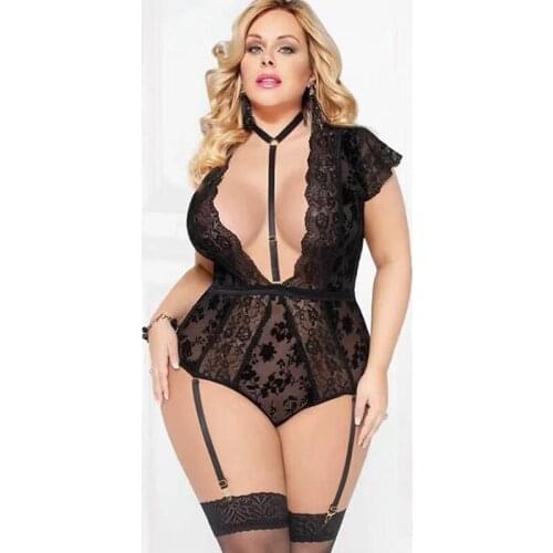 Sexy Body Femme Choker V-Neck Lace Lingerie Backless Erotic Bodysuit Erotic Clothes Women Fashion Teddies