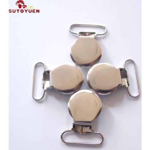 1'' 25mm Wide Sliver Color Round Metal Pacifier / Garment Enamel Painted Pacifier Clips/Suspender Clips