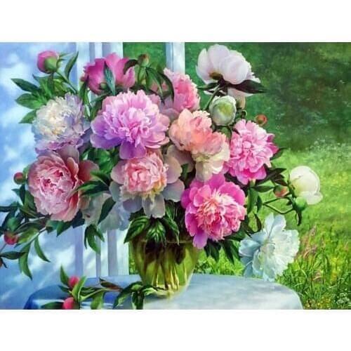 3D DIY Diamond Embroidery Flowers Picture of Rhinestones Diamond Painting Cross Stitch Peony Needlework Gift Wall Decor