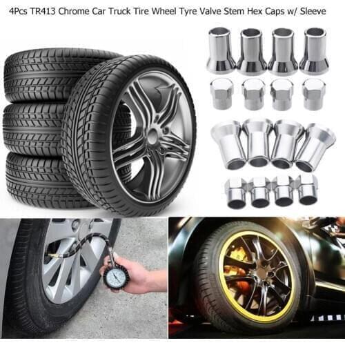 4Pcs TR413 Chrome Car Truck Tire Wheel Tyre Valve Stem Hex Caps Sleeve Covers Car Accessories