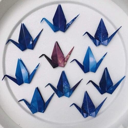 50Pcs Big Size 5.9" Permade Origami Paper Cranes Fold Origami Cranes Handmade DIY Bird Garlands for Wedding Party Birthday Baby