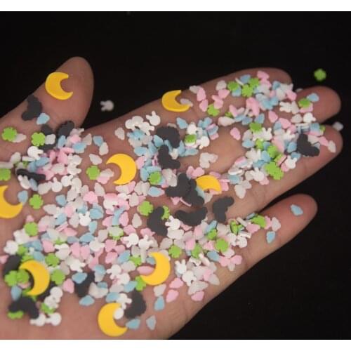 Handmade Cloud Moon Bat Shape Soft Polymer Clay Slices Sprinkles For Kids DIY For Craft Nail Art Scrapbook Decoration