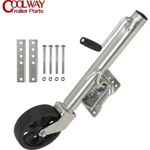 8 Inch Solid Wheel Sidewind Round Swivel Trailer Jack With Bolt On Capacity 675KG Jockey Wheel Boat RV Parts Accessories