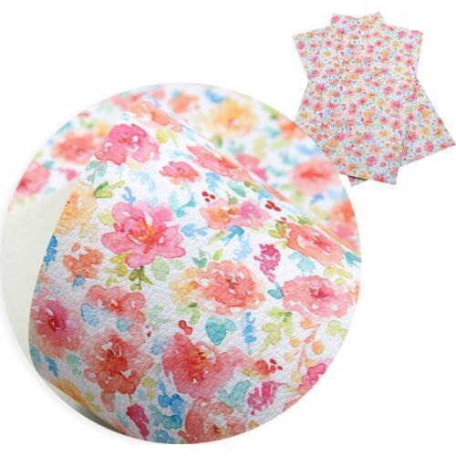 David accessories 20*33cm Flower Plaid Lychee Faux Synthetic Leather Fabric Sewing,DIY Hairbow Bag Shoes Material,1Yc6154