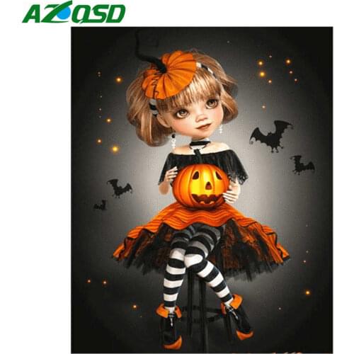 AZQSD Halloween Diamond Painting Girl Mosaic Home Decoration Diamond Embroidery Full Set Picture Of Rhinestones Needlework