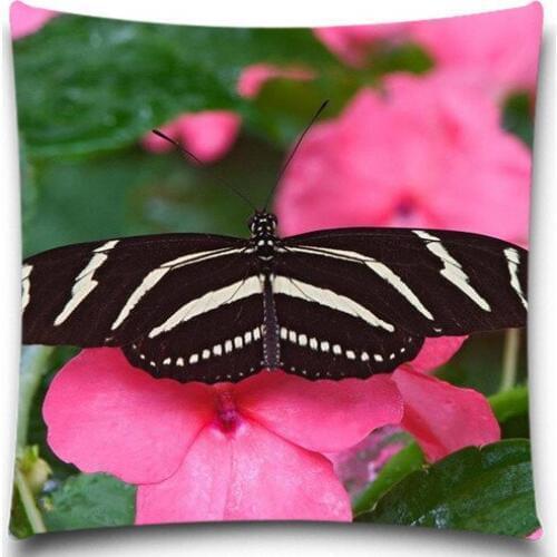 White&black colorful Butterfly pattern cotton polyester square decorative pillow case home sofa decorative