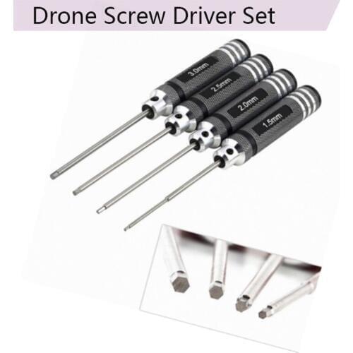 Silver Hard Steel Hex Screwdriver Tool Kit Set 4 Pcs 1.5/2.0/2.5/3.0mm EP 1:10 for RC Helicopter Drone Repair Parts Accessories