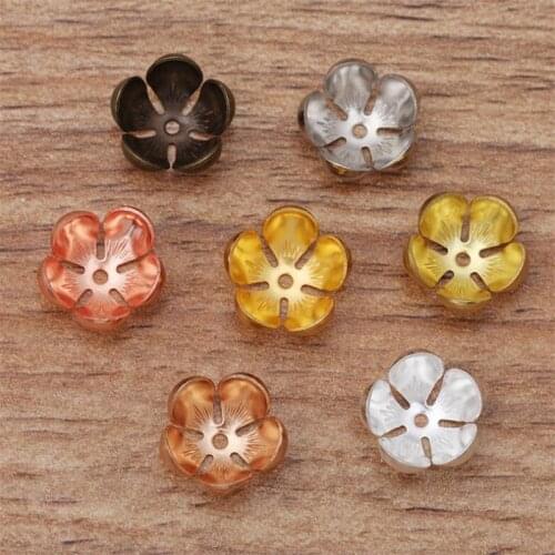 50pcs 6 Colors Flower Spacer Bead Caps For DIY Jewelry Filigree Loose Bead End Caps Handmade