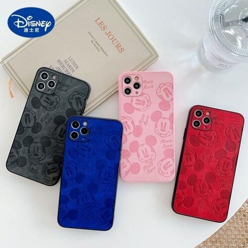 Disney Mickey Case for IPhone 12 Pro Max 11 7 8Plus SE2 X XS XR Cartoons Print Covers Skin Feel Leather Mobile Phone Accessories