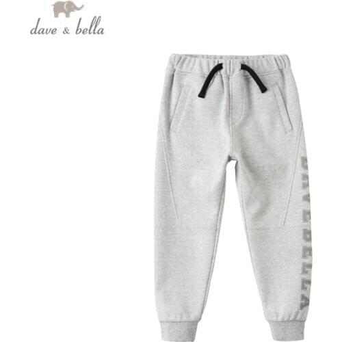 DKX17183-3 dave bella spring 5Y-13Y kids boys fashion letter pockets pants children boutique casual full-length pants