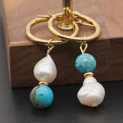 Go2Boho Freshwater Baroque Pearl Drop Dangle Earring Women Jewelry Stainless Steel Earrings Natural Stone Earings Gift For Her