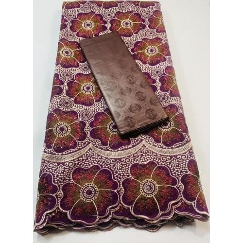 Guinea Bazin Rihce Brode Fabric with 100% Cotton Swiss Lace Fabric Femme Robe Bazin Riche Brode Fabric 2.5+2.5 yards/set VKM024